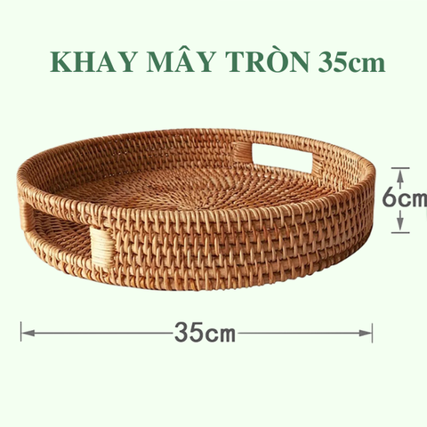 Khay Mây Tròn Lớn 30cm/ 35cm Trang Trí Bàn Ăn