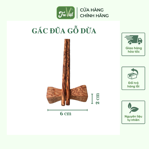 Gác đũa gỗ dừa - Kê Đũa Thìa Muỗng Đẹp - Chopstick Holder