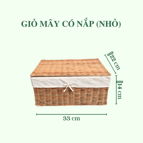 Giỏ Mây Đa Năng Đựng Đồ Có Nắp Lót - Rattan Basket