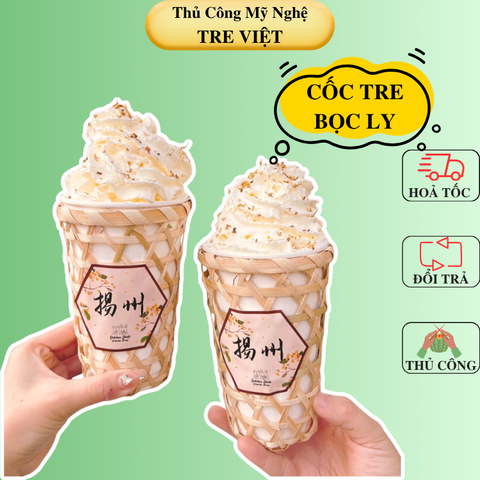 Túi treo ly bằng tre, đựng trà sữa, các loại ly uống nước - Bọc ly bằng Tre thân thiện với môi trường