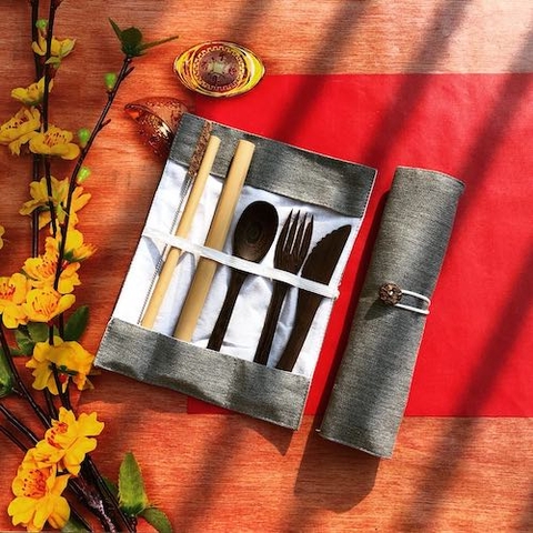 Bộ muỗng nĩa dao gỗ mun - Ebony Cutlery Set
