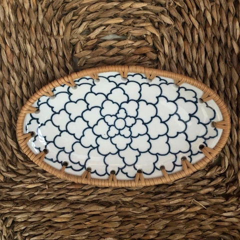 Đĩa Sứ Đan Mây - Đĩa Mây Oval Kết Hợp Gốm Sứ