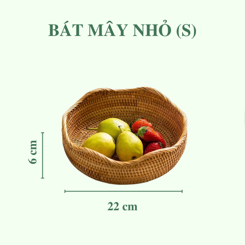Bát Mây Tròn Viền Lượn Sóng - Khay Mây Viền Sen - Rattan Storage Basket