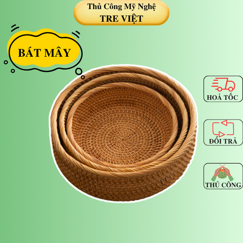 Rổ mây size nhỏ đựng đồ - Bát mây guột decor trang trí - Rattan Bowl