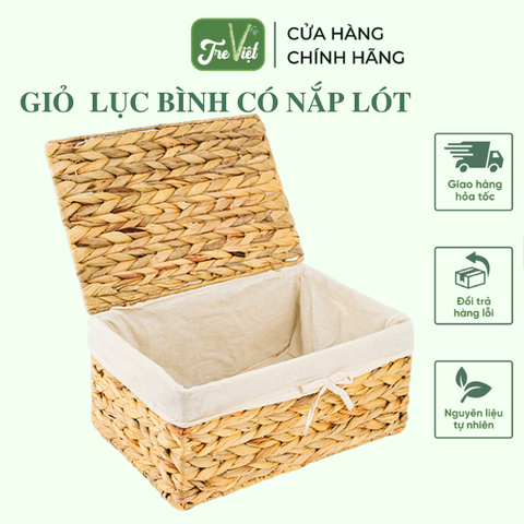 Bộ 3 giỏ lục bình đa năng nắp lót