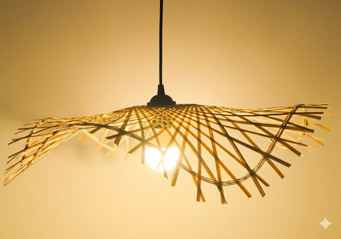 Chụp Đèn Tre Lá Sen Đơn Trang Trí Nhà hàng, Khách Sạn, Quán Cafe, Homestay