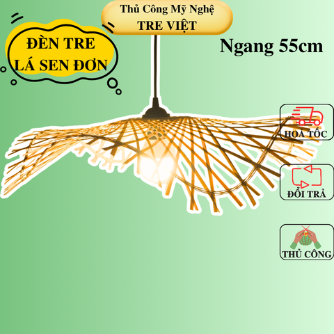 Chụp Đèn Tre Lá Sen Đơn Trang Trí Nhà hàng, Khách Sạn, Quán Cafe, Homestay