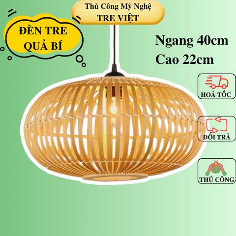 Chụp Đèn Tre Quả Bí Trang Trí Nhà hàng, Khách Sạn, Quán Cafe, Homestay