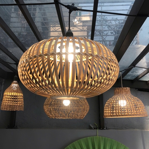 Chụp Đèn Tre Quả Bí Trang Trí Nhà hàng, Khách Sạn, Quán Cafe, Homestay