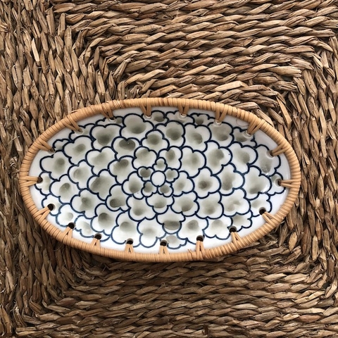 Đĩa Sứ Đan Mây - Đĩa Mây Oval Kết Hợp Gốm Sứ