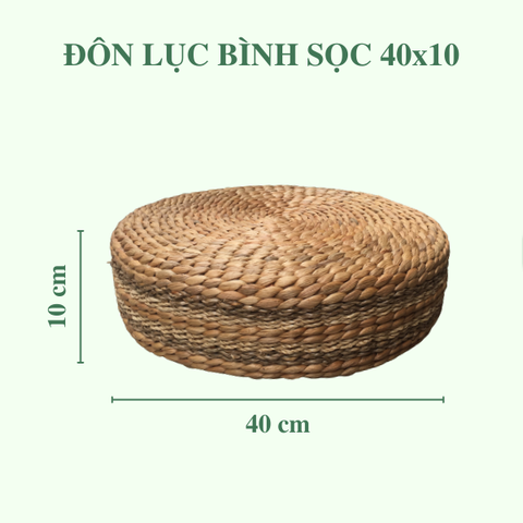Ghế đôn ngồi lục bình sọc cói 40x10cm - Round Water Hyacinth Woven Ottoman