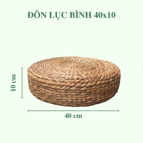 Ghế đôn ngồi lục bình tự nhiên 40x10cm - Round Water Hyacinth Woven Ottoman