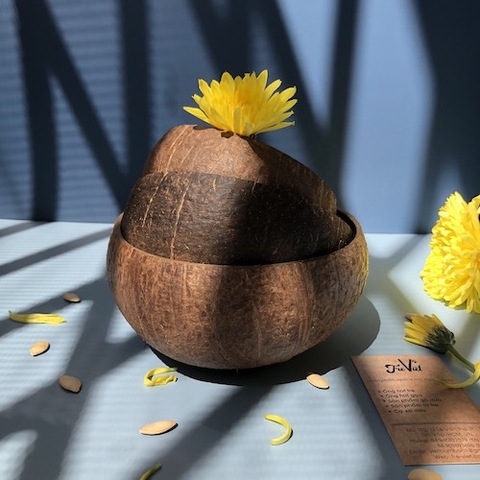 Chén gáo dừa thô - Raw Coconut Shell Bowl