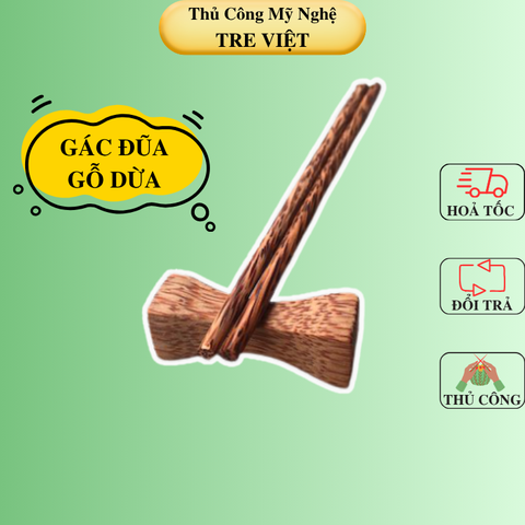 Gác đũa gỗ dừa - Kê Đũa Thìa Muỗng Đẹp - Chopstick Holder