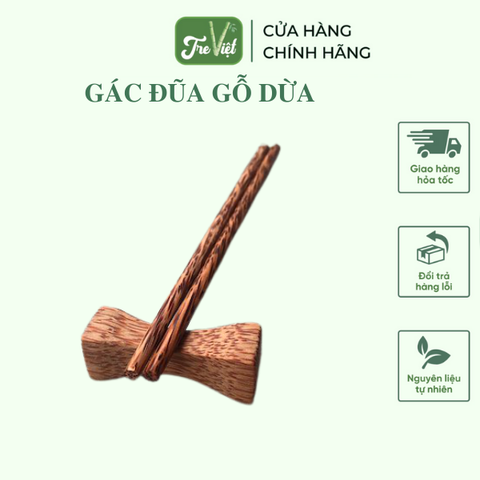 Gác đũa gỗ dừa - Kê Đũa Thìa Muỗng Đẹp - Chopstick Holder
