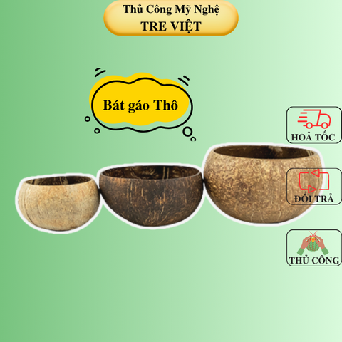 Chén gáo dừa thô - Raw Coconut Shell Bowl