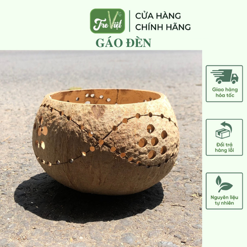 Lồng Đèn Trung Thu Gáo Dừa - Gáo dừa làm lồng đèn (tặng kèm dây + nến)