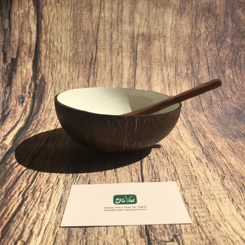 Gáo Dừa Tráng Men Sứ Trắng Thủ Công - Coconut Bowl