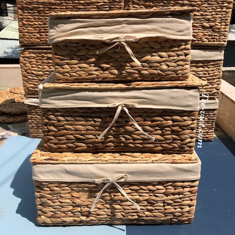 Bộ 3 giỏ lục bình đa năng nắp lót