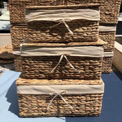 Bộ 3 giỏ lục bình đa năng nắp lót