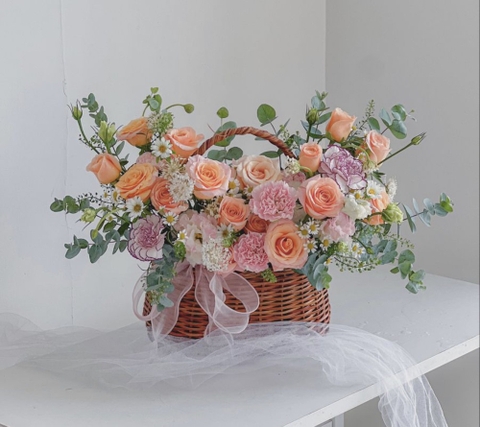 Giỏ cắm hoa bằng mây - Giỏ mây đựng trái cây làm quà tặng