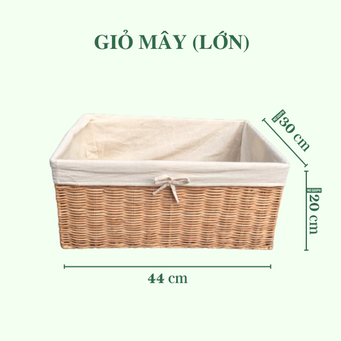 Giỏ Mây Đa Năng Đựng Đồ Có Lót - Rattan Basket
