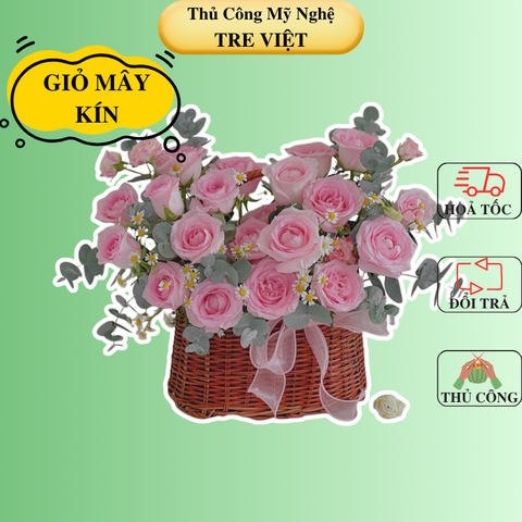 Giỏ cắm hoa bằng mây - Giỏ mây đựng trái cây làm quà tặng