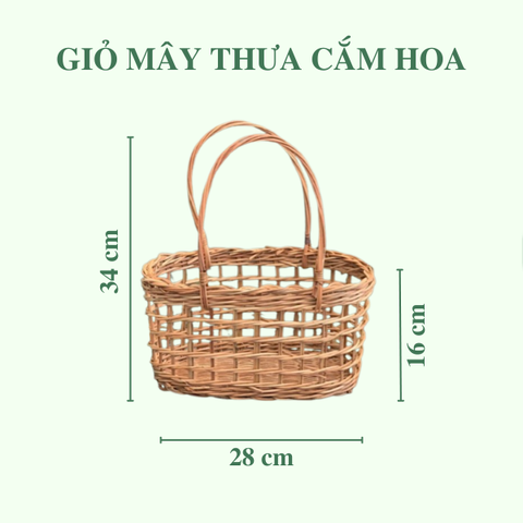Giỏ cắm hoa bằng mây thưa - Giỏ mây đựng trái cây làm quà tặng