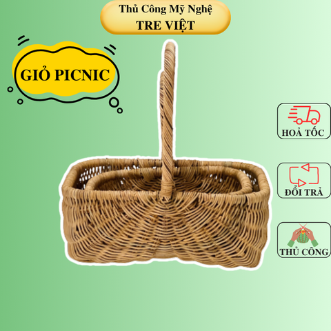 Giỏ Mây Picnic Đựng Đồ Đa Năng (không nắp không lót) - Picnic Basket