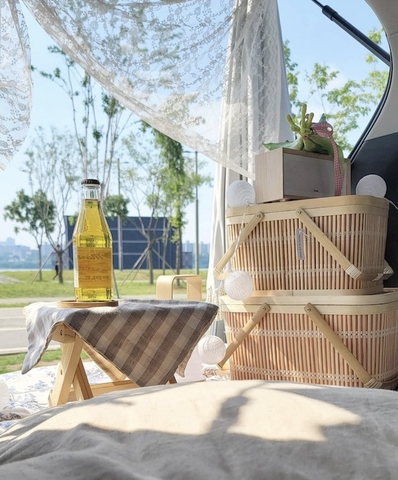 Giỏ Picnic Bằng Tre Tiện Lợi - Giỏ Tre Đựng Đồ Chụp Hình Decor - Picnic Basket