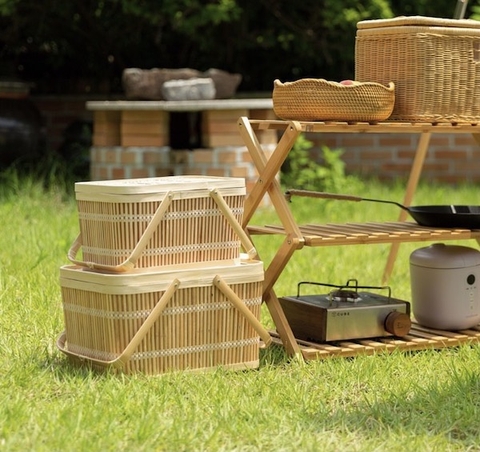 Giỏ Picnic Bằng Tre Tiện Lợi - Giỏ Tre Đựng Đồ Chụp Hình Decor - Picnic Basket
