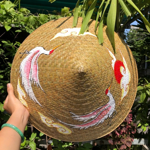Nón Cỏ Bàng vẽ tay mẫu mới đẹp - Nón Lá Cỏ Bàng Chắc Chắn (có sẵn dây nón)