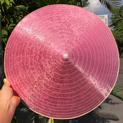 (16 vòng - 42cm )Nón lá LỤA đẹp - Nón lụa 2 lớp dày chắc chắn dùng che nắng/ chụp ảnh (có sẵn dây nón)