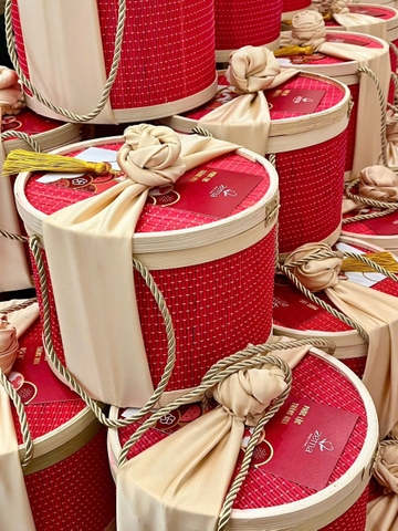 Hộp mành tre tròn nhiều màu đựng quà tặng - Giỏ đựng quà đẹp