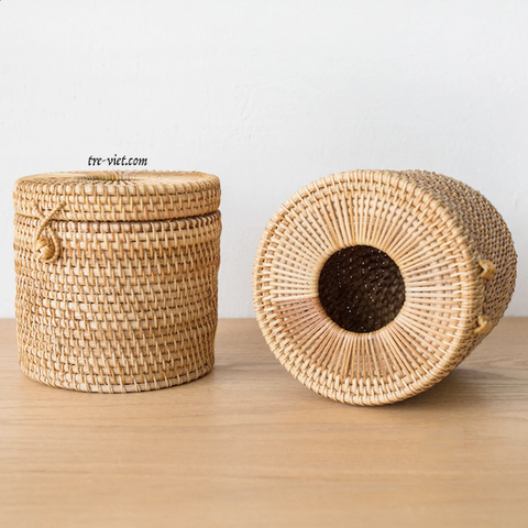 Hộp Mây Tròn Đựng Khăn Giấy - Rattan Tissue Box