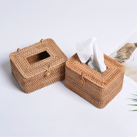 Hộp khăn giấy mây chữ nhật - RATTAN TISSUE BOX