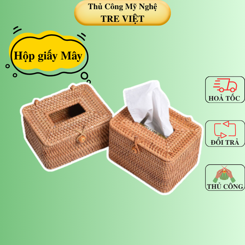 Hộp khăn giấy mây chữ nhật - RATTAN TISSUE BOX