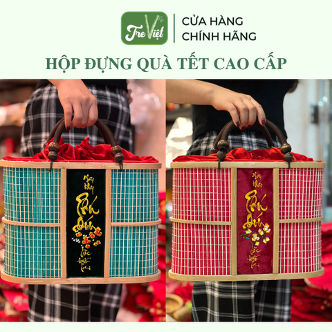 Hộp đựng quà Tết cao cấp - Giỏ mành tre cao cấp đựng quà tặng