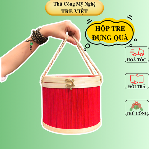Hộp mành tre tròn nhiều màu đựng quà tặng - Giỏ đựng quà đẹp