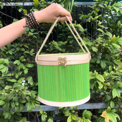 Hộp mành tre tròn nhiều màu đựng quà tặng - Giỏ đựng quà đẹp