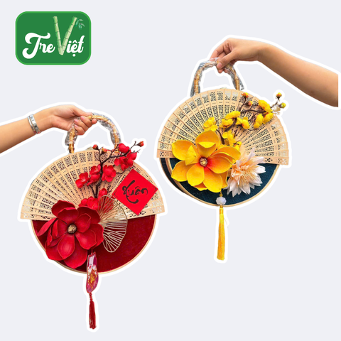 Hộp tre tròn trang trí Tết - Hộp tre làm quà tặng sang trọng