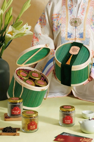 Hộp mành tre tròn nhiều màu đựng quà tặng - Giỏ đựng quà đẹp