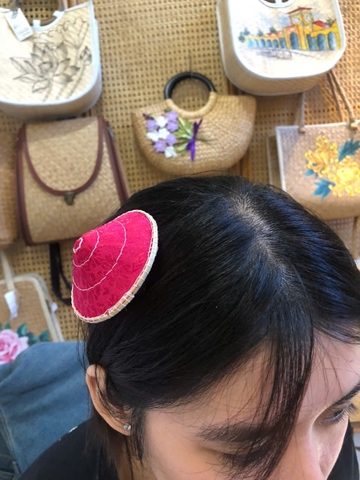 KẸP TÓC Nón lá LỤA mini cực xinh xắn - Kẹp tóc nón lá dễ thương làm quà tặng