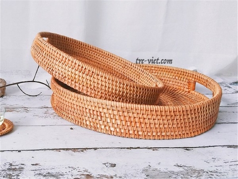 Khay Mây Tròn Lớn 30cm/ 35cm Trang Trí Bàn Ăn