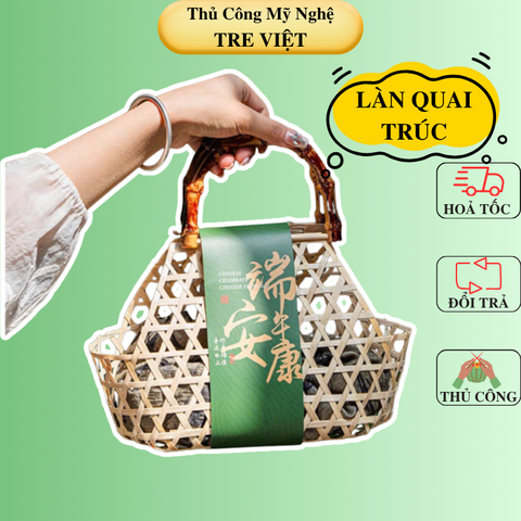 Làn Tre quai Trúc  - Giỏ Tre Đựng Quà Tết - Lẵng Quà Tết