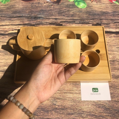 Bộ Khay Trà Bằng Tre Đẹp Mộc Mạc - Bộ Ấm Trà Tre