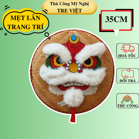 Mẹt LÂN trang trí Tết/ Trung Thu - Mẹt vẽ hình Đầu Lân