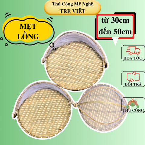 Mẹt Cật Tre Lồng Bàn/ Mẹt Lồng Bàn Đậy Đồ Ăn Tránh Bụi/ Ruồi Muỗi - Bamboo Food Storage Tray With Cover