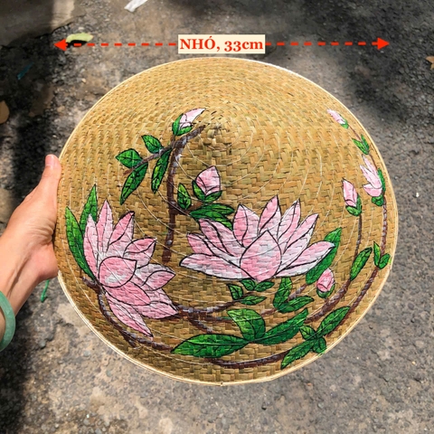 Nón Cỏ Bàng vẽ hoa đẹp - Nón Lá Cỏ Bàng Chắc Chắn (có sẵn dây nón)