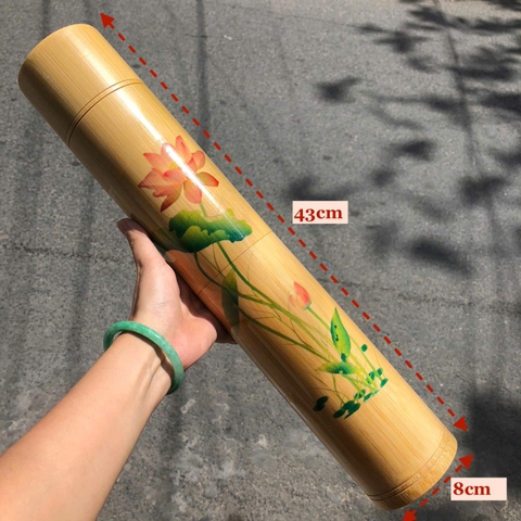 Ống đựng nhang bằng tre - Ống tre cắm nhang đẹp có khắc hoa sen